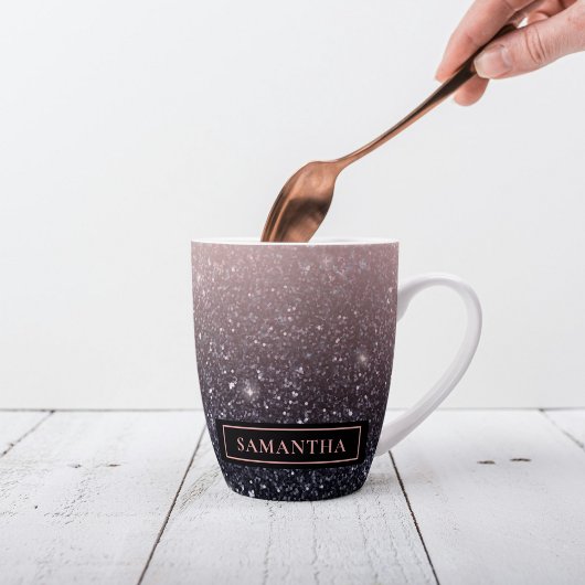 Moderne Glitzern in Schwarz und Rosa Glitzer Milchtasse