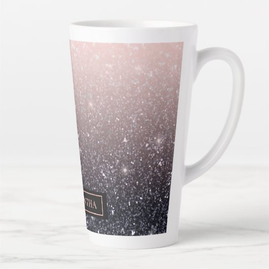 Moderne Glitzern in Schwarz und Rosa Glitzer Milchtasse (Rechts)