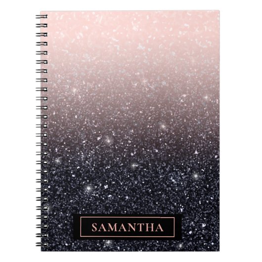 Moderne Glitzern in Schwarz und Rosa Glitzer Notizblock (Vorderseite)