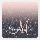 Moderne Glitzern in Schwarz und Rosa Glitzer Quadratischer Aufkleber (Vorderseite)
