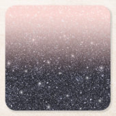 Moderne Glitzern in Schwarz und Rosa Glitzer Rechteckiger Pappuntersetzer (Vorderseite)