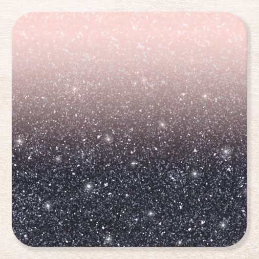 Moderne Glitzern in Schwarz und Rosa Glitzer Rechteckiger Pappuntersetzer (Vorderseite)