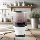 Moderne Glitzern in Schwarz und Rosa Glitzer Reisebecher