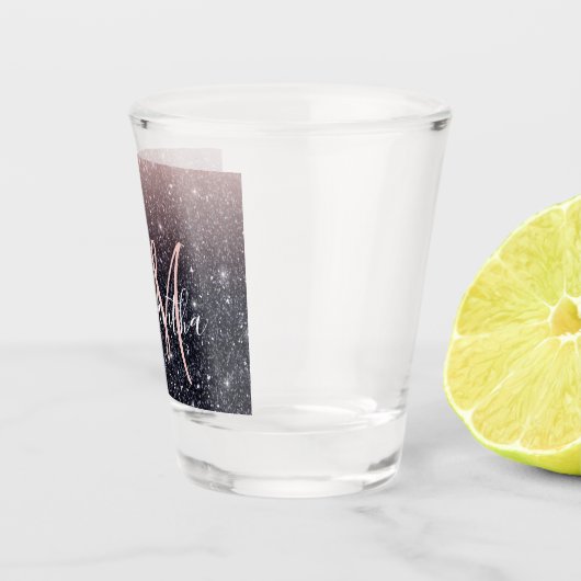 Moderne Glitzern in Schwarz und Rosa Glitzer Schnapsglas (Rechts)