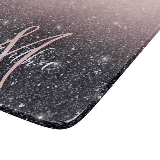 Moderne Glitzern in Schwarz und Rosa Glitzer Schneidebrett (Ecke)