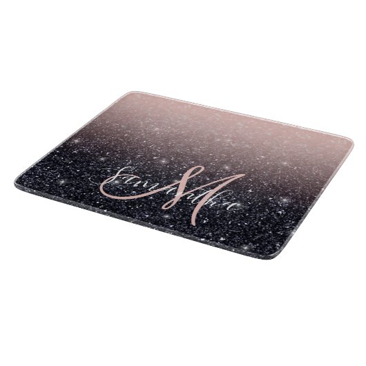 Moderne Glitzern in Schwarz und Rosa Glitzer Schneidebrett (Ecke)