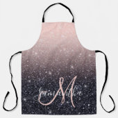 Moderne Glitzern in Schwarz und Rosa Glitzer Schürze (Vorderseite)
