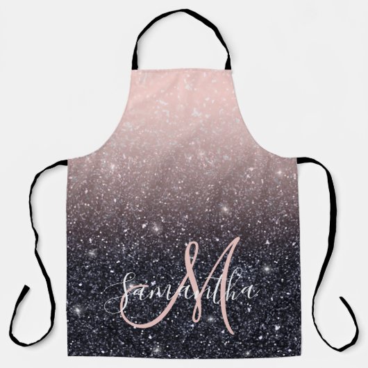 Moderne Glitzern in Schwarz und Rosa Glitzer Schürze (Vorderseite)