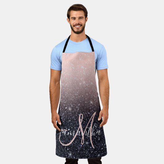 Moderne Glitzern in Schwarz und Rosa Glitzer Schürze (Getragen)