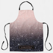 Moderne Glitzern in Schwarz und Rosa Glitzer Schürze (Vorderseite)