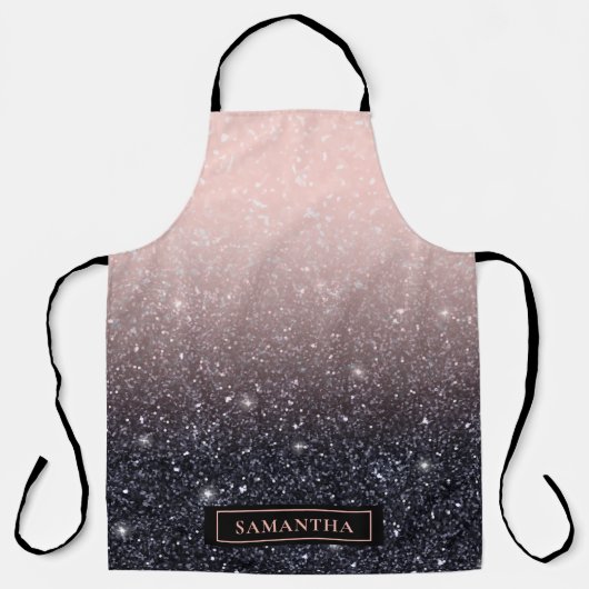 Moderne Glitzern in Schwarz und Rosa Glitzer Schürze (Vorderseite)