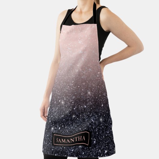 Moderne Glitzern in Schwarz und Rosa Glitzer Schürze (InSitu)