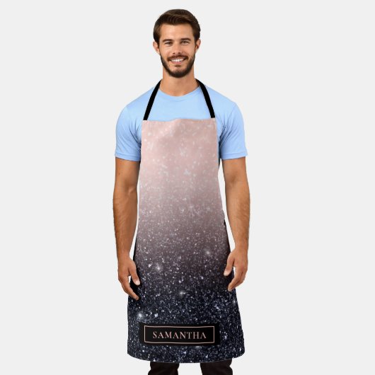 Moderne Glitzern in Schwarz und Rosa Glitzer Schürze (Getragen)