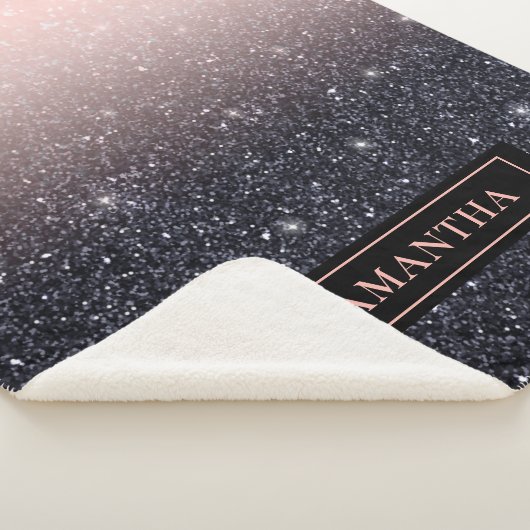 Moderne Glitzern in Schwarz und Rosa Glitzer Sherpadecke (3/4)
