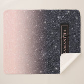 Moderne Glitzern in Schwarz und Rosa Glitzer Sherpadecke (Vorderseite (Horizontal))