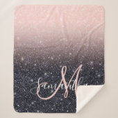 Moderne Glitzern in Schwarz und Rosa Glitzer Sherpadecke (Vorderseite)