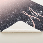 Moderne Glitzern in Schwarz und Rosa Glitzer Sherpadecke (3/4)