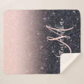 Moderne Glitzern in Schwarz und Rosa Glitzer Sherpadecke (Vorderseite (Horizontal))
