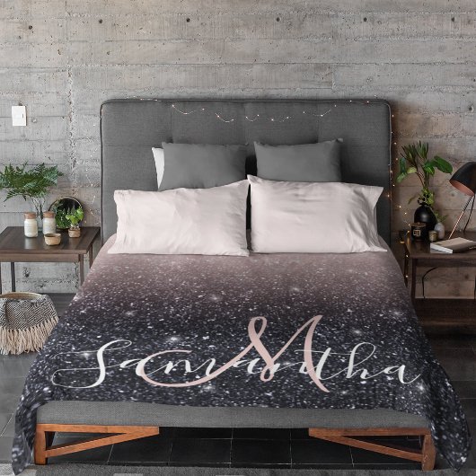 Moderne Glitzern in Schwarz und Rosa Glitzer Sherpadecke