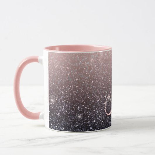 Moderne Glitzern in Schwarz und Rosa Glitzer Tasse (Links)