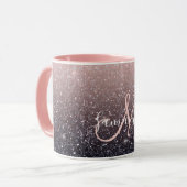 Moderne Glitzern in Schwarz und Rosa Glitzer Tasse (Vorderseite Links)
