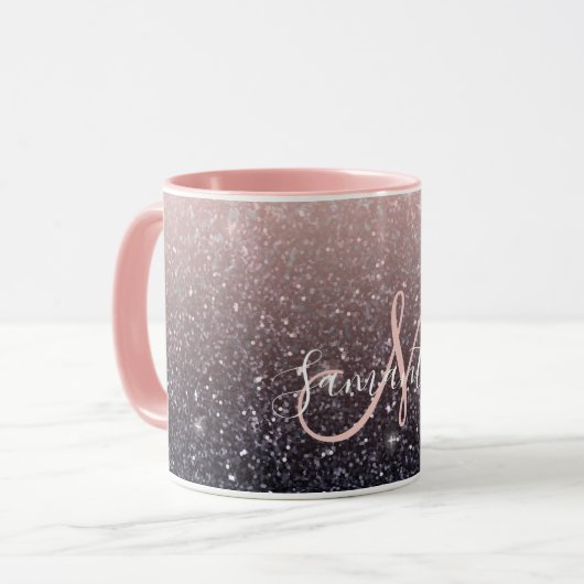 Moderne Glitzern in Schwarz und Rosa Glitzer Tasse (Vorderseite Links)