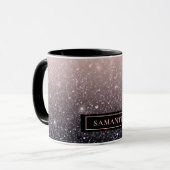 Moderne Glitzern in Schwarz und Rosa Glitzer Tasse (Vorderseite Links)