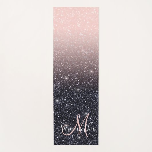 Moderne Glitzern in Schwarz und Rosa Glitzer Yogamatte (Vorderseite)