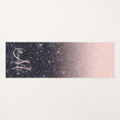 Moderne Glitzern in Schwarz und Rosa Glitzer Yogamatte (Vorderseite (Horizontal))