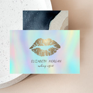 Moderne, Glitzernde Lippen, Makeup-Artist Holograf Visitenkarte