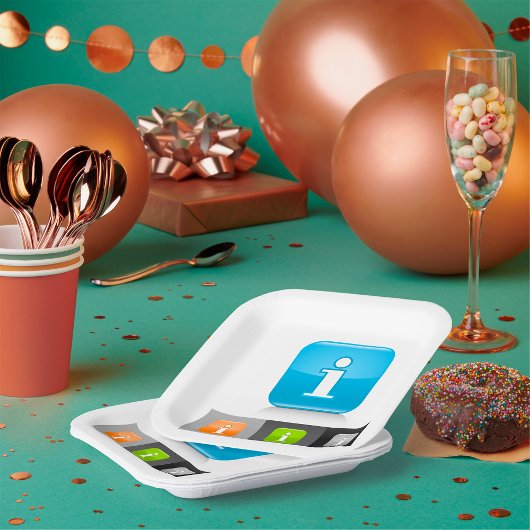 Moderne Glossy Information Symbols Pappteller