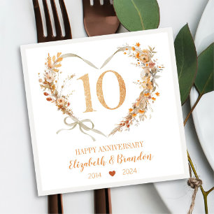 Moderne glückliche 10-jährige Hochzeit von Napkins Serviette