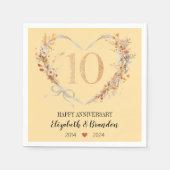 Moderne glückliche 10-jährige Hochzeit von Napkins Serviette (Vorderseite)