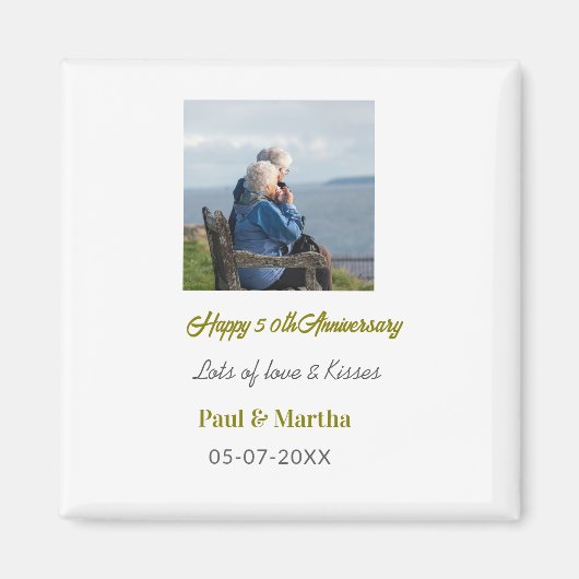 Moderne glückliche 50. Hochzeitstag Name Datum Fot Magnet (Vorne)