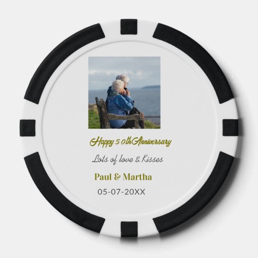 Moderne glückliche 50. Hochzeitstag Name Datum Fot Pokerchips (Vorderseite)