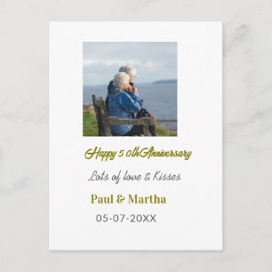 Moderne glückliche 50. Hochzeitstag Name Datum Fot Postkarte