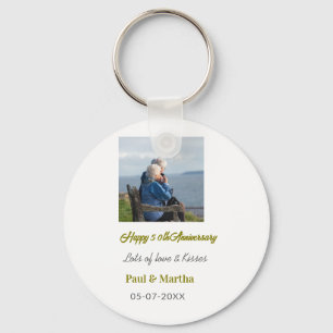 Moderne glückliche 50. Hochzeitstag Name Datum Fot Schlüsselanhänger
