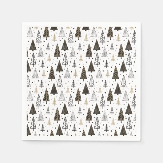 Moderne glückliche Ferien handgezogene Pinienbäume Serviette (Vorderseite)