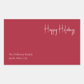 Moderne glückliche Ferien | Red Family Gift Label Rechteckiger Aufkleber (Vorderseite)