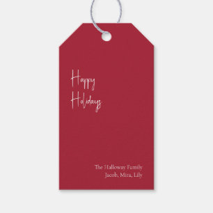 Moderne glückliche Ferien   Red Family Gift Tags Geschenkanhänger