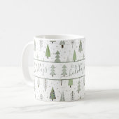 Moderne glückliche Ferien Waldbäume säumen grün Kaffeetasse (Vorderseite Links)