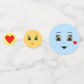 Moderne glückliche Gesichter in hellblau und gelb Konfetti (Vorderseiten)