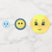 Moderne glückliche Gesichter in hellblau und gelb Konfetti (Rückseiten)