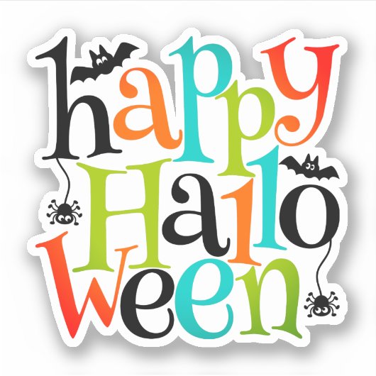 Moderne glückliche Halloween Typografie Fledermäus Aufkleber (Vorderseite)