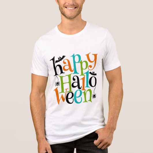 Moderne glückliche Halloween Typografie Fledermäus Tri-Blend Shirt (Vorderseite)