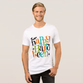 Moderne glückliche Halloween Typografie Fledermäus Tri-Blend Shirt (Vorderseite voll)