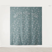 Moderne glückliche Neujahrsschneeflocke Wandteppich (Vorderseite)