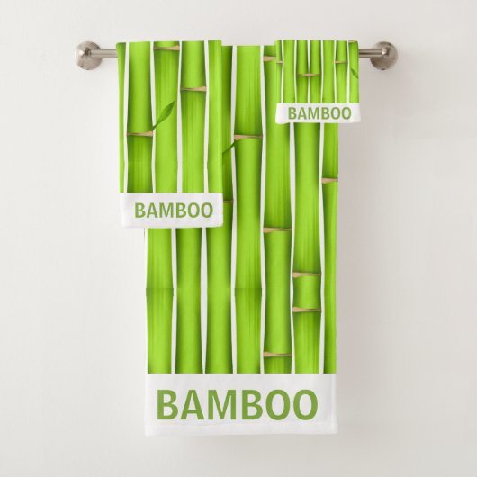 Moderne Glücksgrüne Bambus-Stäbe Personalisiert Badhandtuch Set (Insitu)