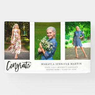 Moderne Glückwunsch 3 Foto Graduate Banner - Wei