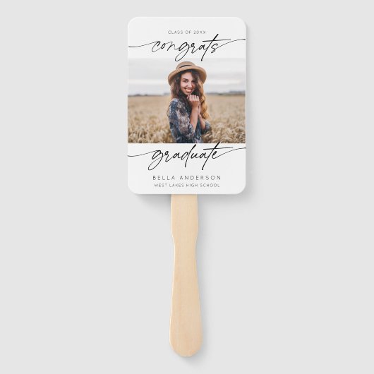 Moderne Glückwunsch Grad Abschluss Script Foto Fächer (Rückseite)